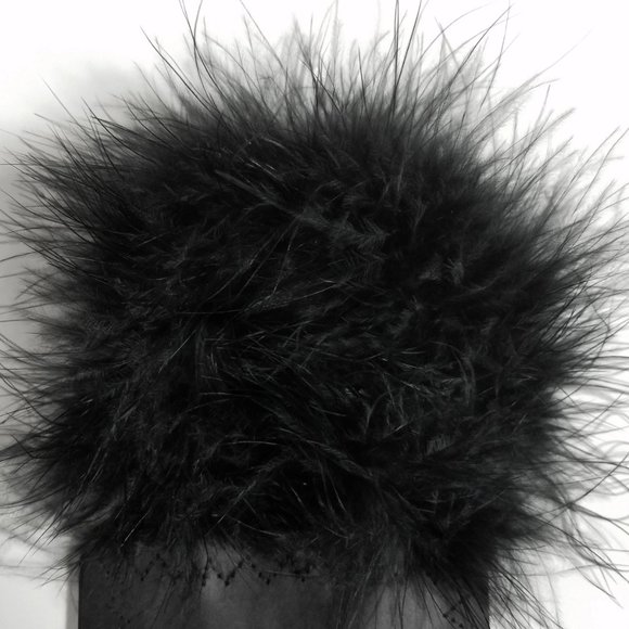 New - Black Genuine Marabou Feather Pocket Square Insert - Picture 5 of 6